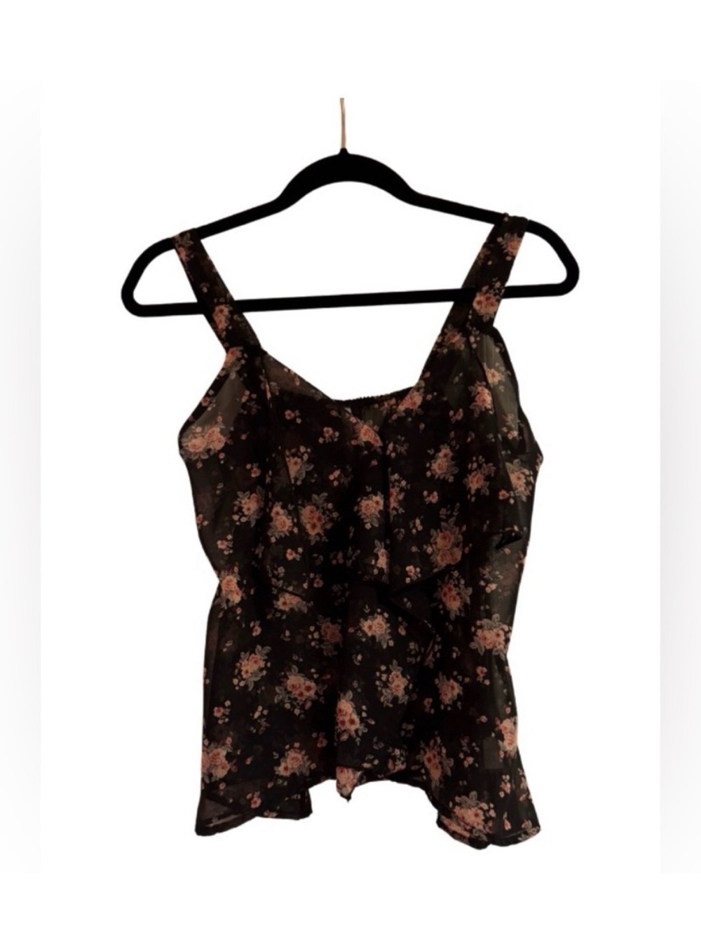 KANVAS Black Sheer Tank
With Flowers Size S